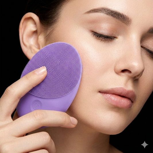 Su geçirmez elektrikli silikon yüz temizleme fırçası – derinlemesine temizlik, peeling ve masaj için yumuşak silikon malzeme.